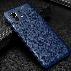 Silikon Hülle Handyhülle Gummi Schutzhülle Flexible Leder Tasche H02 für Xiaomi Mi 11 Lite 4G Blau