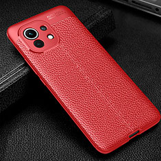 Silikon Hülle Handyhülle Gummi Schutzhülle Flexible Leder Tasche H02 für Xiaomi Mi 11 Lite 4G Rot