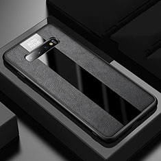 Silikon Hülle Handyhülle Gummi Schutzhülle Flexible Leder Tasche H03 für Samsung Galaxy S10 Schwarz