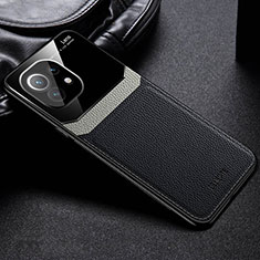 Silikon Hülle Handyhülle Gummi Schutzhülle Flexible Leder Tasche H04 für Xiaomi Mi 11 Lite 5G NE Schwarz