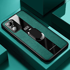 Silikon Hülle Handyhülle Gummi Schutzhülle Flexible Leder Tasche mit Magnetisch Fingerring Ständer PB1 für Xiaomi Mi 11i 5G Grün