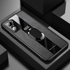 Silikon Hülle Handyhülle Gummi Schutzhülle Flexible Leder Tasche mit Magnetisch Fingerring Ständer PB1 für Xiaomi Mi 11X 5G Schwarz