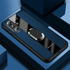 Silikon Hülle Handyhülle Gummi Schutzhülle Flexible Leder Tasche mit Magnetisch Fingerring Ständer PB1 für Xiaomi Poco F3 GT 5G Blau