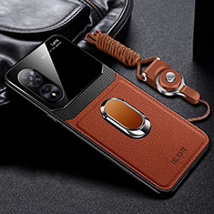 Silikon Hülle Handyhülle Gummi Schutzhülle Flexible Leder Tasche mit Magnetisch FL1 für Oppo A1 5G Braun