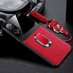Silikon Hülle Handyhülle Gummi Schutzhülle Flexible Leder Tasche mit Magnetisch FL1 für Oppo A1x 5G Rot