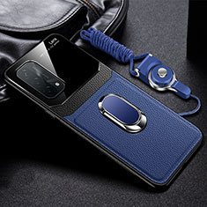 Silikon Hülle Handyhülle Gummi Schutzhülle Flexible Leder Tasche mit Magnetisch FL1 für Oppo A54 5G Blau