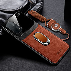 Silikon Hülle Handyhülle Gummi Schutzhülle Flexible Leder Tasche mit Magnetisch FL1 für Oppo A54 5G Braun