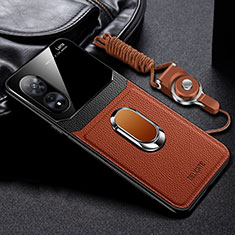 Silikon Hülle Handyhülle Gummi Schutzhülle Flexible Leder Tasche mit Magnetisch FL1 für Oppo A58x 5G Braun
