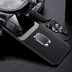 Silikon Hülle Handyhülle Gummi Schutzhülle Flexible Leder Tasche mit Magnetisch FL1 für Oppo A74 5G Schwarz