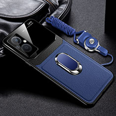 Silikon Hülle Handyhülle Gummi Schutzhülle Flexible Leder Tasche mit Magnetisch FL1 für Oppo A96 5G Blau