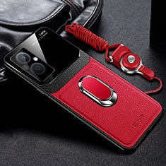 Silikon Hülle Handyhülle Gummi Schutzhülle Flexible Leder Tasche mit Magnetisch FL1 für Oppo A96 5G Rot