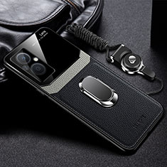 Silikon Hülle Handyhülle Gummi Schutzhülle Flexible Leder Tasche mit Magnetisch FL1 für Oppo A96 5G Schwarz