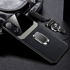 Silikon Hülle Handyhülle Gummi Schutzhülle Flexible Leder Tasche mit Magnetisch FL1 für Oppo A98 5G Schwarz