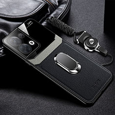 Silikon Hülle Handyhülle Gummi Schutzhülle Flexible Leder Tasche mit Magnetisch FL1 für Oppo Reno8 5G Schwarz