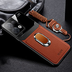 Silikon Hülle Handyhülle Gummi Schutzhülle Flexible Leder Tasche mit Magnetisch FL1 für Oppo Reno9 5G Braun