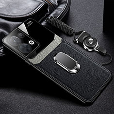 Silikon Hülle Handyhülle Gummi Schutzhülle Flexible Leder Tasche mit Magnetisch FL1 für Oppo Reno9 5G Schwarz