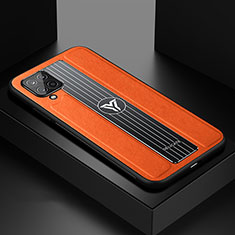 Silikon Hülle Handyhülle Gummi Schutzhülle Flexible Leder Tasche mit Magnetisch FL1 für Samsung Galaxy A12 5G Orange