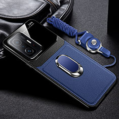 Silikon Hülle Handyhülle Gummi Schutzhülle Flexible Leder Tasche mit Magnetisch FL2 für Xiaomi Mi 11T Pro 5G Blau