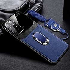 Silikon Hülle Handyhülle Gummi Schutzhülle Flexible Leder Tasche mit Magnetisch FL2 für Xiaomi Poco M4 Pro 5G Blau