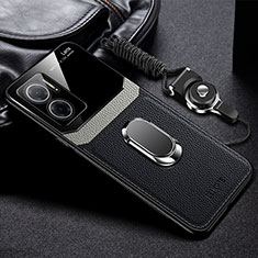 Silikon Hülle Handyhülle Gummi Schutzhülle Flexible Leder Tasche mit Magnetisch FL2 für Xiaomi Redmi 11 Prime 5G Schwarz