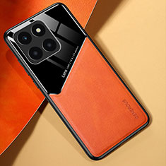 Silikon Hülle Handyhülle Gummi Schutzhülle Flexible Leder Tasche mit Magnetisch für Huawei Honor X6a Orange