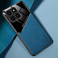 Silikon Hülle Handyhülle Gummi Schutzhülle Flexible Leder Tasche mit Magnetisch für Huawei Honor X8b Blau