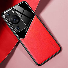 Silikon Hülle Handyhülle Gummi Schutzhülle Flexible Leder Tasche mit Magnetisch für Huawei P60 Pro Rot