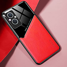 Silikon Hülle Handyhülle Gummi Schutzhülle Flexible Leder Tasche mit Magnetisch für Oppo A96 5G Rot