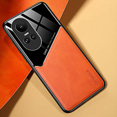 Silikon Hülle Handyhülle Gummi Schutzhülle Flexible Leder Tasche mit Magnetisch für Oppo Reno10 Pro 5G Orange