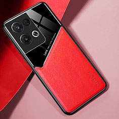 Silikon Hülle Handyhülle Gummi Schutzhülle Flexible Leder Tasche mit Magnetisch für Oppo Reno8 Pro+ Plus 5G Rot