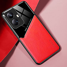 Silikon Hülle Handyhülle Gummi Schutzhülle Flexible Leder Tasche mit Magnetisch für Realme 10 Pro+ Plus 5G Rot