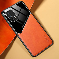 Silikon Hülle Handyhülle Gummi Schutzhülle Flexible Leder Tasche mit Magnetisch für Realme Q3 Pro 5G Orange