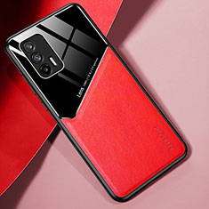 Silikon Hülle Handyhülle Gummi Schutzhülle Flexible Leder Tasche mit Magnetisch für Realme Q3 Pro 5G Rot