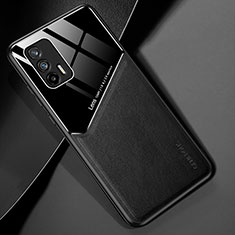 Silikon Hülle Handyhülle Gummi Schutzhülle Flexible Leder Tasche mit Magnetisch für Realme Q3 Pro 5G Schwarz