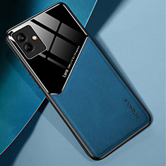 Silikon Hülle Handyhülle Gummi Schutzhülle Flexible Leder Tasche mit Magnetisch für Samsung Galaxy A04 4G Blau