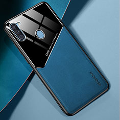 Silikon Hülle Handyhülle Gummi Schutzhülle Flexible Leder Tasche mit Magnetisch für Samsung Galaxy A11 Blau