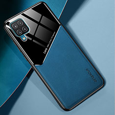 Silikon Hülle Handyhülle Gummi Schutzhülle Flexible Leder Tasche mit Magnetisch für Samsung Galaxy A12 Nacho Blau