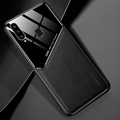 Silikon Hülle Handyhülle Gummi Schutzhülle Flexible Leder Tasche mit Magnetisch für Samsung Galaxy A20s Schwarz