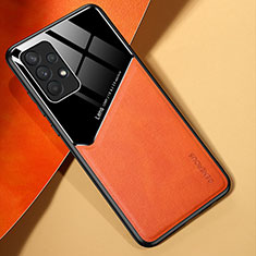 Silikon Hülle Handyhülle Gummi Schutzhülle Flexible Leder Tasche mit Magnetisch für Samsung Galaxy A32 4G Orange