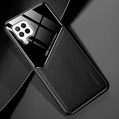 Silikon Hülle Handyhülle Gummi Schutzhülle Flexible Leder Tasche mit Magnetisch für Samsung Galaxy A42 5G Schwarz
