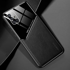 Silikon Hülle Handyhülle Gummi Schutzhülle Flexible Leder Tasche mit Magnetisch für Samsung Galaxy A71 4G A715 Schwarz