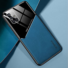Silikon Hülle Handyhülle Gummi Schutzhülle Flexible Leder Tasche mit Magnetisch für Samsung Galaxy A71 5G Blau