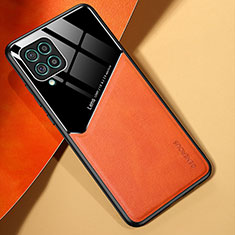 Silikon Hülle Handyhülle Gummi Schutzhülle Flexible Leder Tasche mit Magnetisch für Samsung Galaxy F62 5G Orange