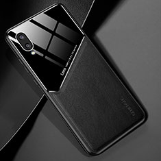 Silikon Hülle Handyhülle Gummi Schutzhülle Flexible Leder Tasche mit Magnetisch für Samsung Galaxy M02 Schwarz