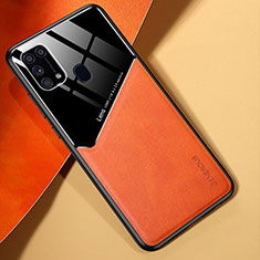 Silikon Hülle Handyhülle Gummi Schutzhülle Flexible Leder Tasche mit Magnetisch für Samsung Galaxy M31 Prime Edition Orange