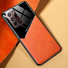 Silikon Hülle Handyhülle Gummi Schutzhülle Flexible Leder Tasche mit Magnetisch für Samsung Galaxy Note 20 Ultra 5G Orange