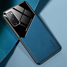 Silikon Hülle Handyhülle Gummi Schutzhülle Flexible Leder Tasche mit Magnetisch für Samsung Galaxy S20 FE 4G Blau
