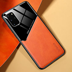 Silikon Hülle Handyhülle Gummi Schutzhülle Flexible Leder Tasche mit Magnetisch für Samsung Galaxy S20 Plus 5G Orange
