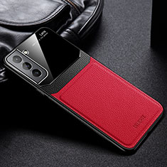 Silikon Hülle Handyhülle Gummi Schutzhülle Flexible Leder Tasche mit Magnetisch für Samsung Galaxy S23 5G Rot