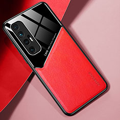 Silikon Hülle Handyhülle Gummi Schutzhülle Flexible Leder Tasche mit Magnetisch für Xiaomi Mi 10S 5G Rot